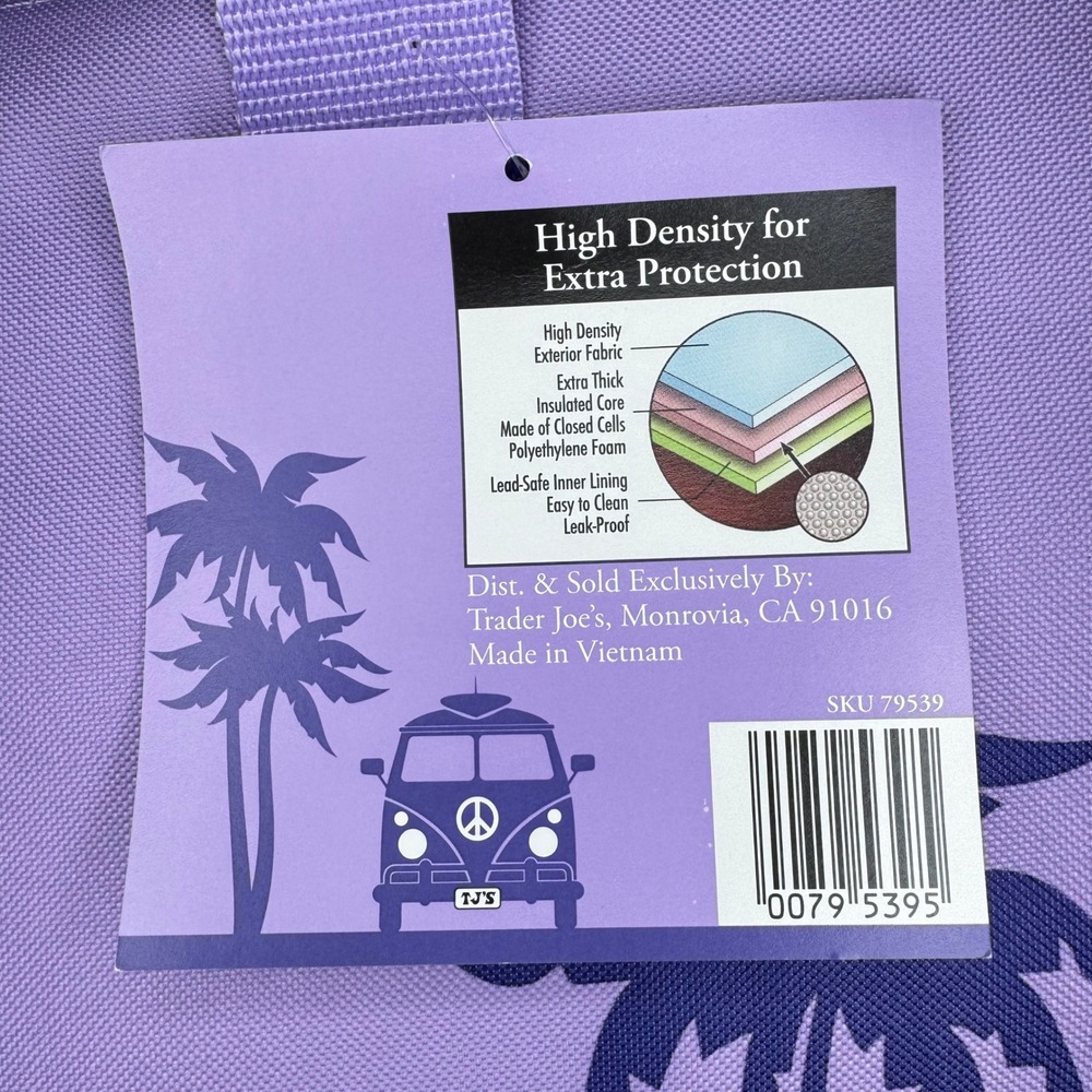 Trader Joe's Large Reusable Insulated Shopping Bag Lavender Purple 8 Gallon NEW - Picture 3 of 6